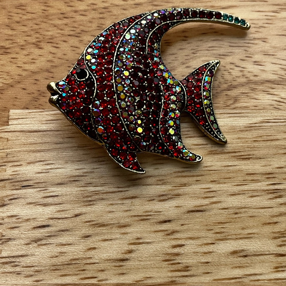 Iridescent Red Fish Brooch